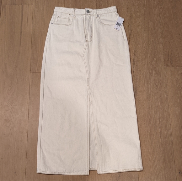 Cream Denim Maxi Skirt - Picture 1 of 9